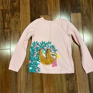 Lands' End Pink Sloth Long Sleeve Tee